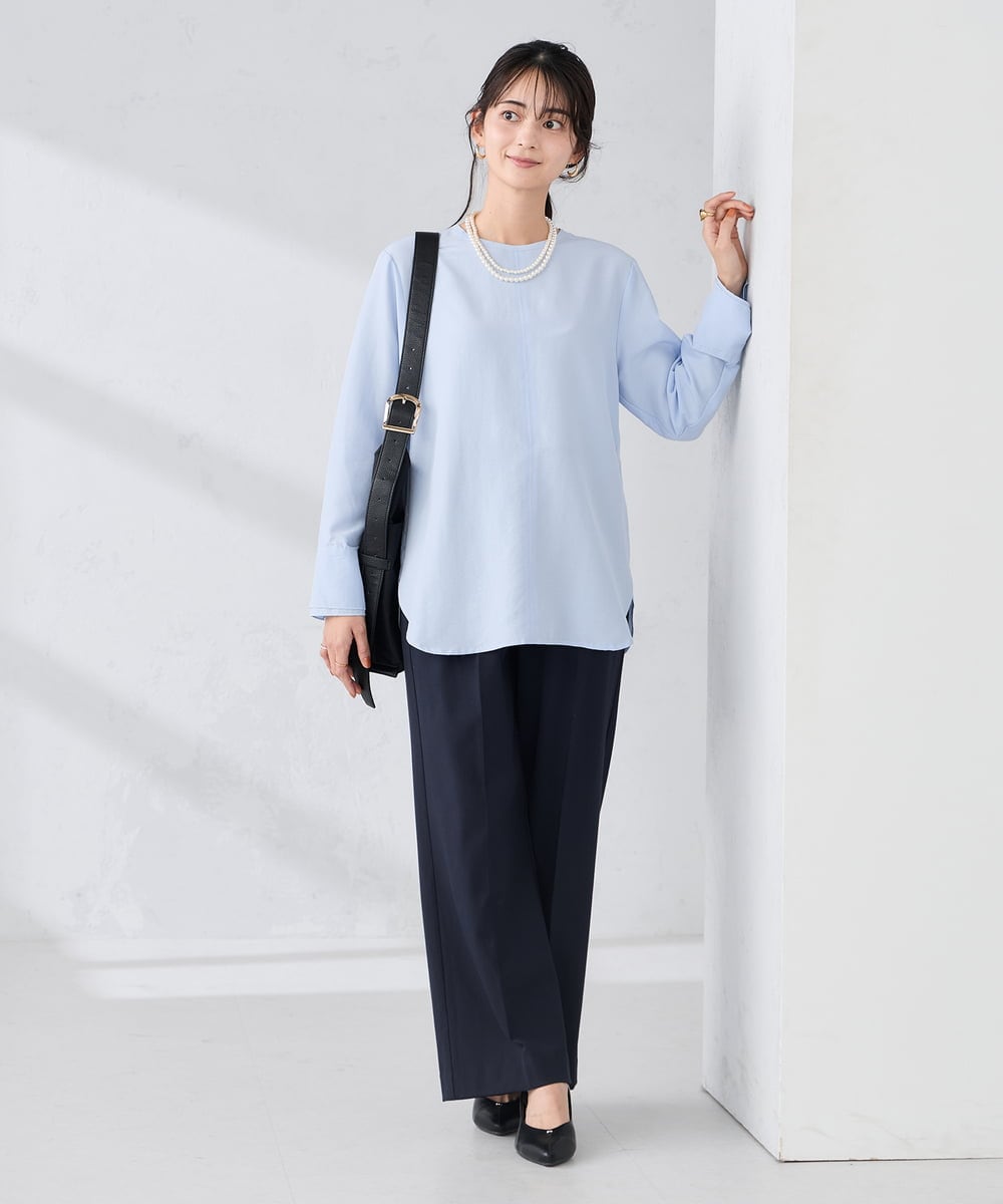 K2BBD14034 a.v.v(アー・ヴェ・ヴェ) ノーカラーカフスブラウス アイボリー