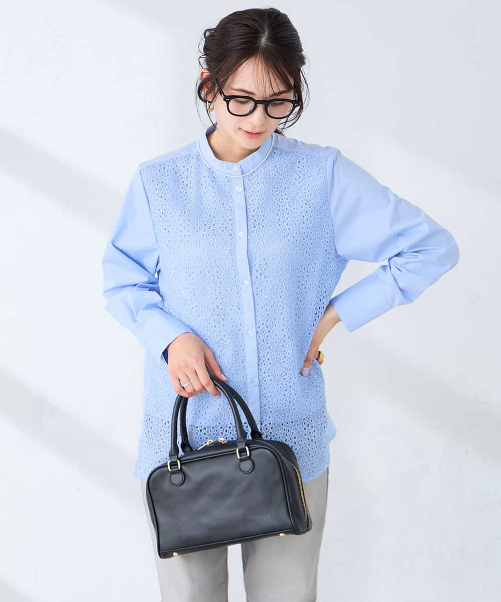 K2BDD18054 a.v.v(アー・ヴェ・ヴェ) レースシャツ ブルー