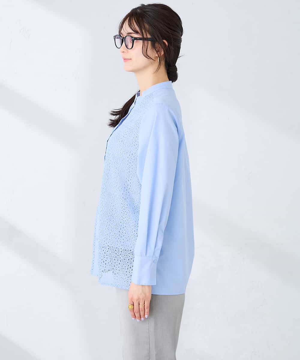 K2BDD18054 a.v.v(アー・ヴェ・ヴェ) レースシャツ ブルー