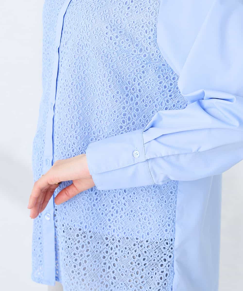 K2BDD18054 a.v.v(アー・ヴェ・ヴェ) レースシャツ ブルー