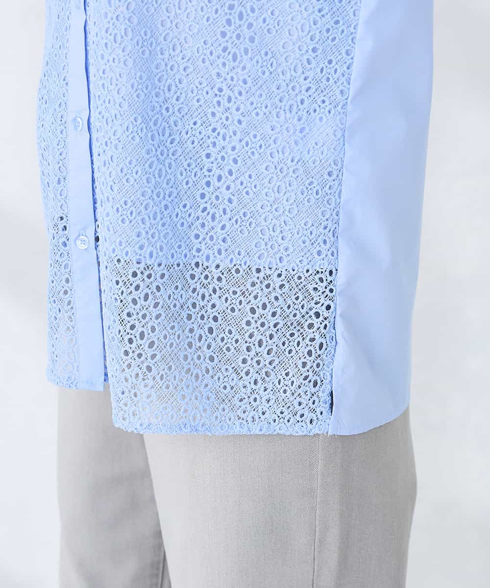 K2BDD18054 a.v.v(アー・ヴェ・ヴェ) レースシャツ ブルー