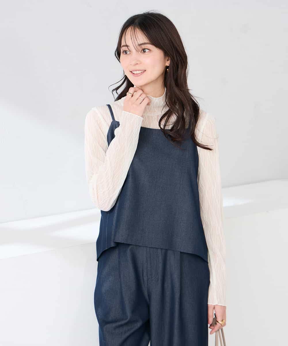 K2BDD21049 a.v.v(アー・ヴェ・ヴェ) 【2WAY/洗える】デニムライクビスチェ ネイビー