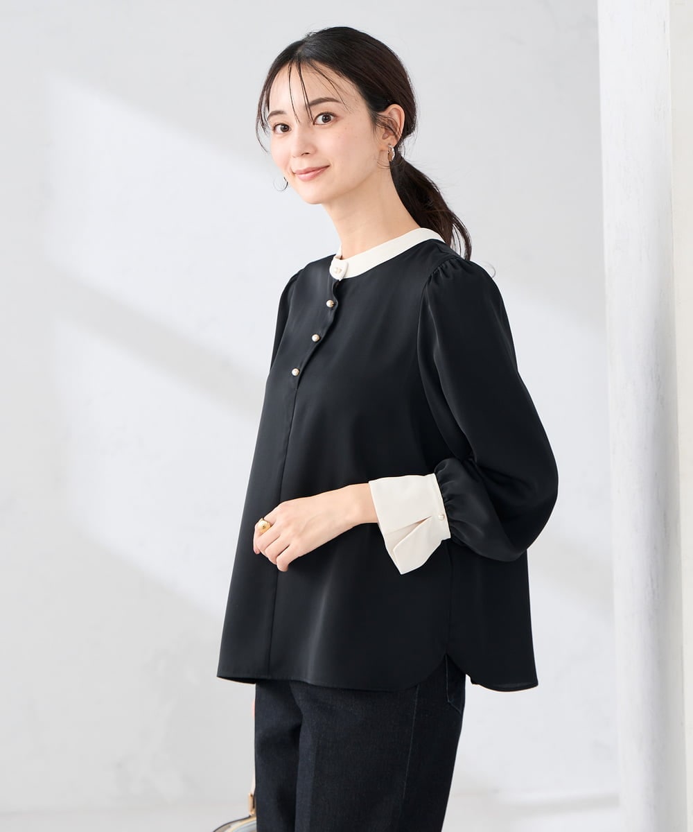 K2BED03044 a.v.v(アー・ヴェ・ヴェ) 2WAYスタンドネックブラウス ライトブルー