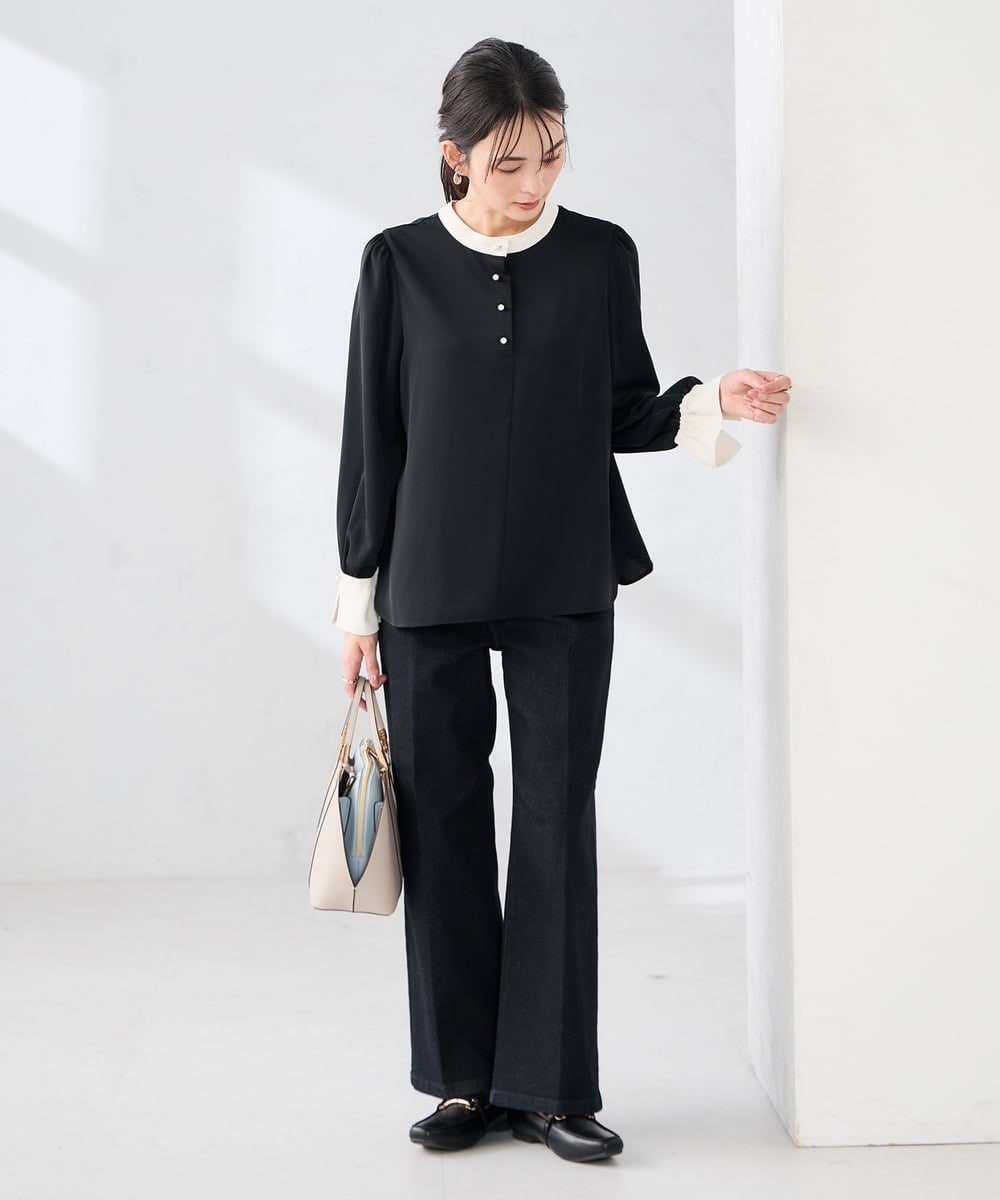 K2BED03044 a.v.v(アー・ヴェ・ヴェ) 2WAYスタンドネックブラウス ライトブルー