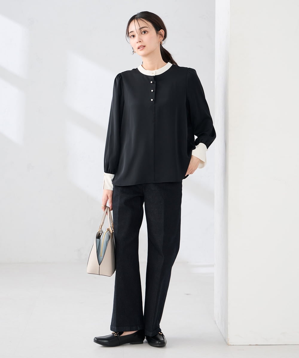 K2BED03044 a.v.v(アー・ヴェ・ヴェ) 2WAYスタンドネックブラウス ライトブルー