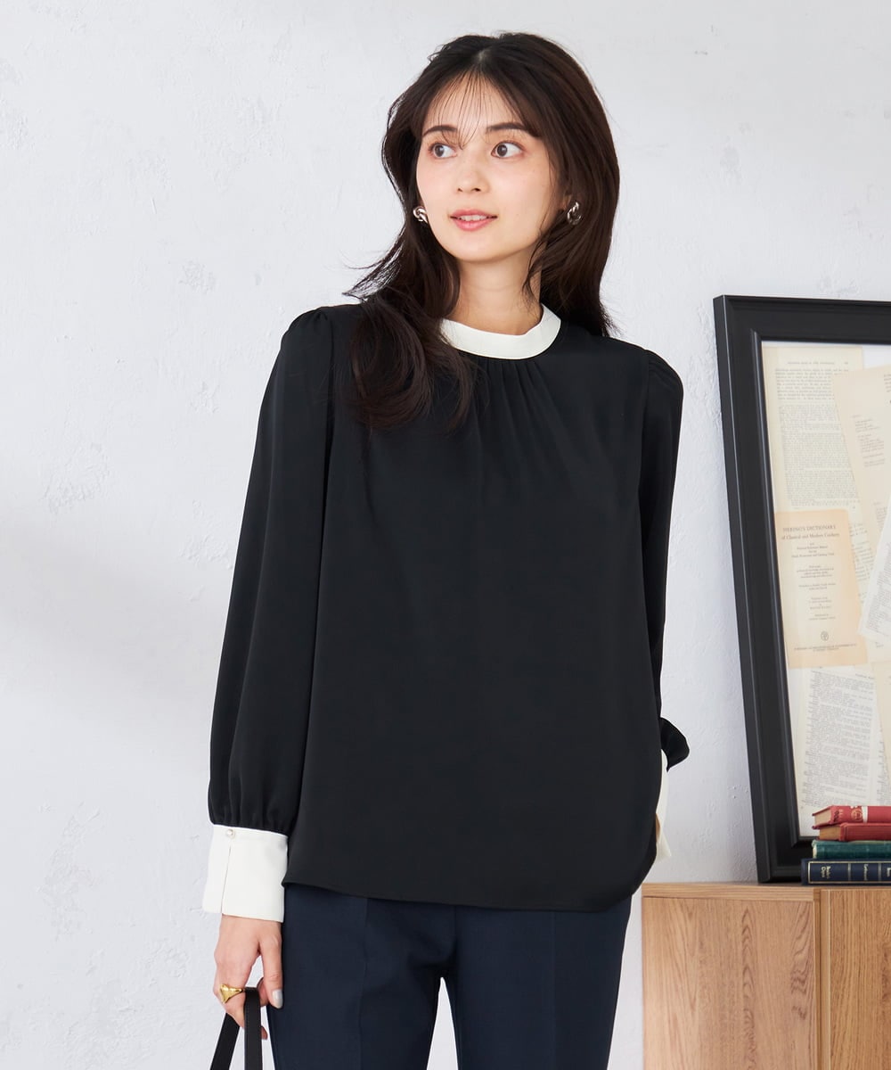 K2BED03044 a.v.v(アー・ヴェ・ヴェ) 2WAYスタンドネックブラウス ブラック