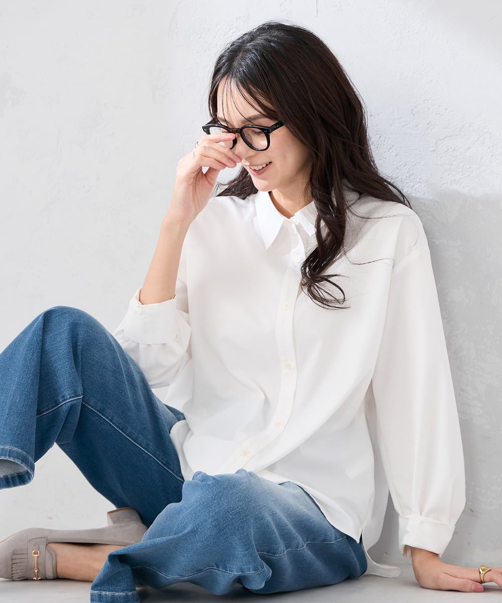 K2BFD01044 a.v.v(アー・ヴェ・ヴェ) 【シワになりにくい】ベーシックシャツ ライトピンク