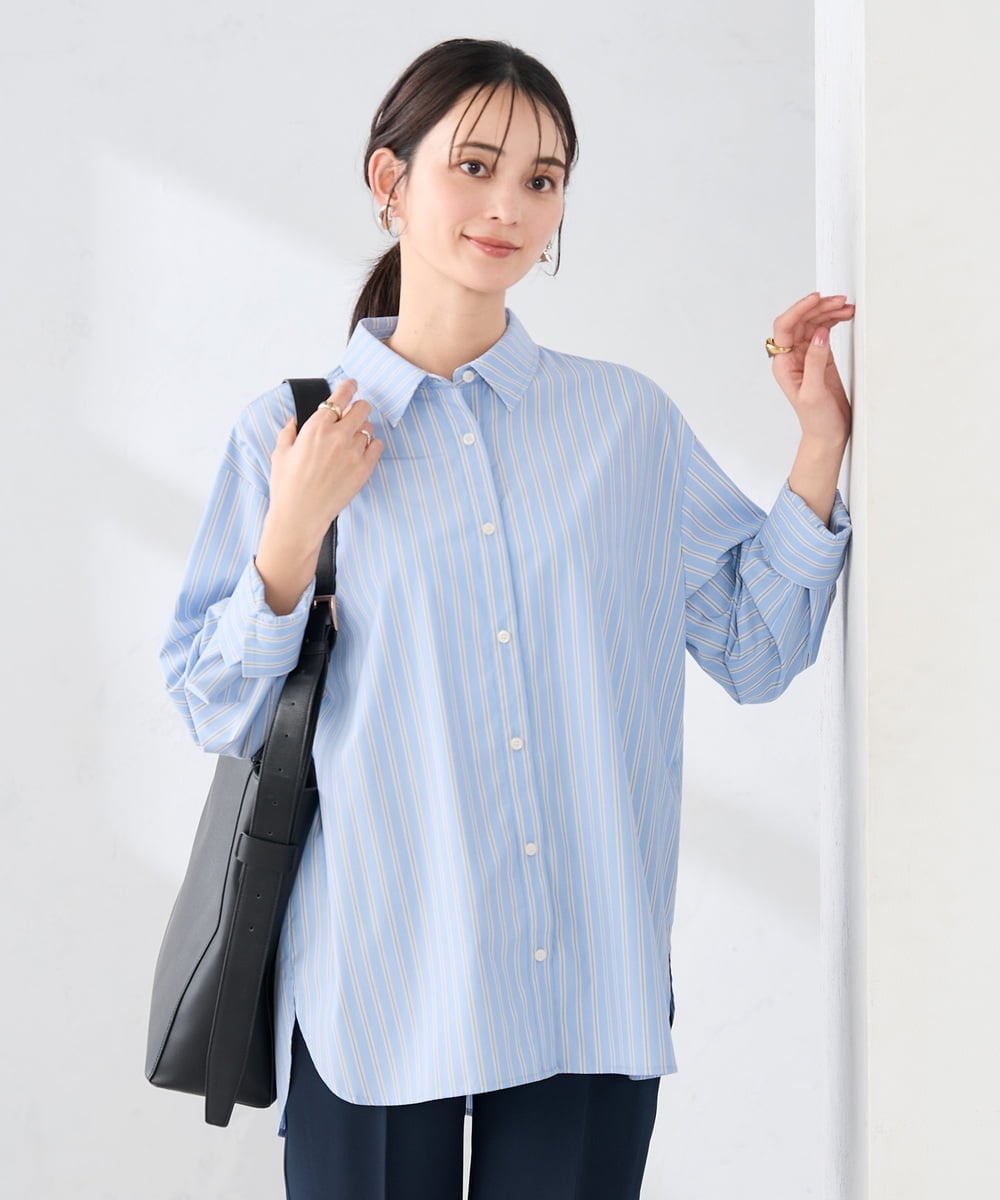 K2BFD01044 a.v.v(アー・ヴェ・ヴェ) 【シワになりにくい】ベーシックシャツ ライトピンク