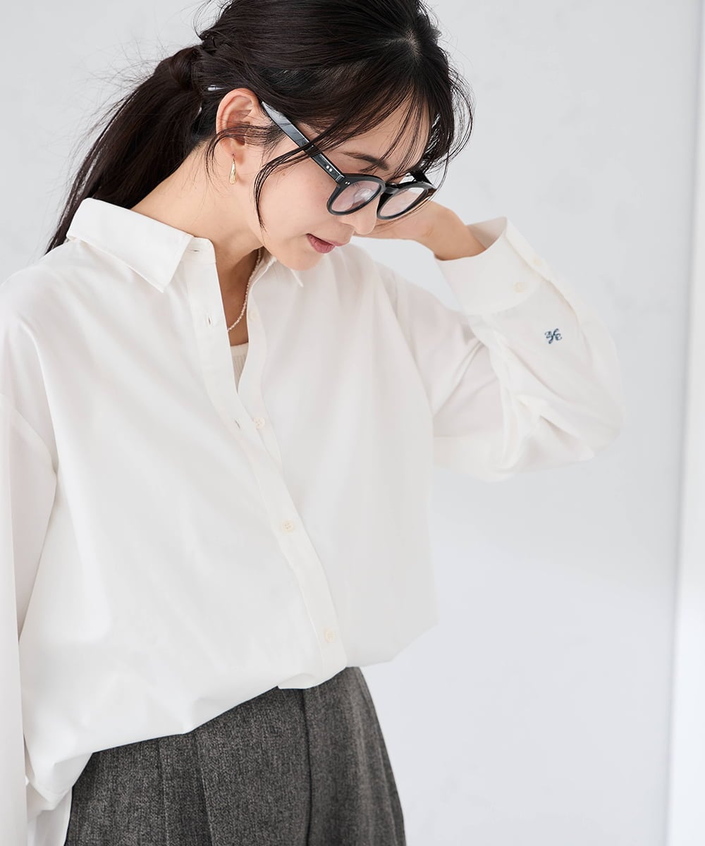 K2BFD01044 a.v.v(アー・ヴェ・ヴェ) 【シワになりにくい】ベーシックシャツ ホワイト