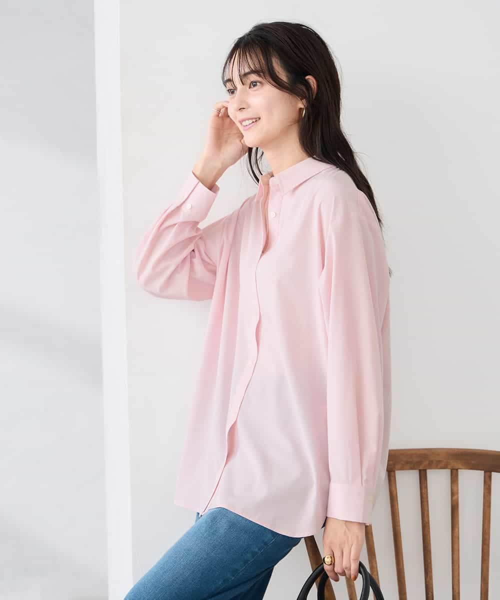K2BFD01044 a.v.v(アー・ヴェ・ヴェ) 【シワになりにくい】ベーシックシャツ ライトピンク