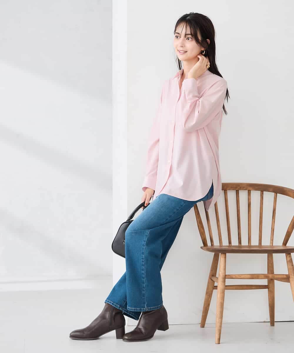 K2BFD01044 a.v.v(アー・ヴェ・ヴェ) 【シワになりにくい】ベーシックシャツ ライトピンク