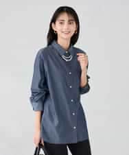 K2BFD01044 a.v.v(アー・ヴェ・ヴェ) 【シワになりにくい】ベーシックシャツ ネイビー