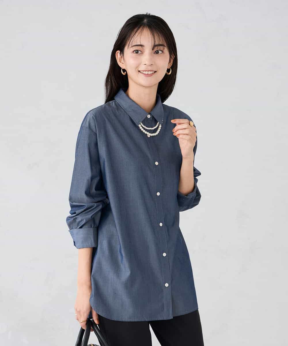 K2BFD01044 a.v.v(アー・ヴェ・ヴェ) 【シワになりにくい】ベーシックシャツ ネイビー