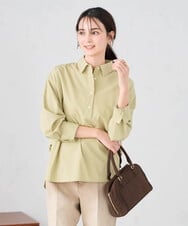 K2BFD02044 a.v.v(アー・ヴェ・ヴェ) 【シワになりにくい】スキッパーシャツ ライトカーキ