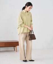 K2BFD02044 a.v.v(アー・ヴェ・ヴェ) 【シワになりにくい】スキッパーシャツ ライトカーキ