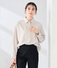 K2BFD02044 a.v.v(アー・ヴェ・ヴェ) 【シワになりにくい】スキッパーシャツ ライトカーキ