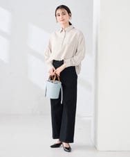 K2BFD02044 a.v.v(アー・ヴェ・ヴェ) 【シワになりにくい】スキッパーシャツ ライトカーキ