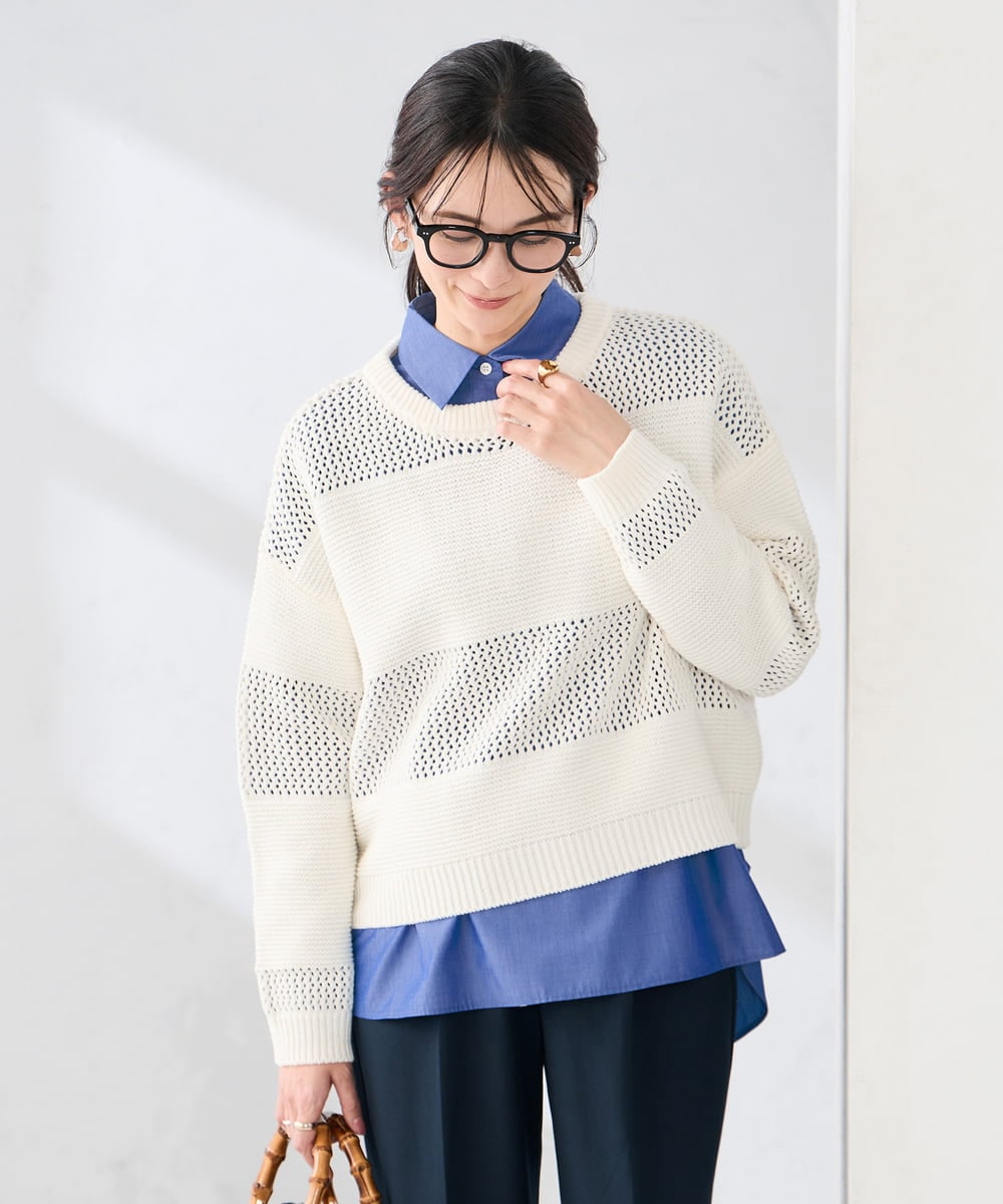 K2BFD02044 a.v.v(アー・ヴェ・ヴェ) 【シワになりにくい】スキッパーシャツ ライトカーキ