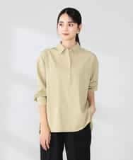 K2BFD02044 a.v.v(アー・ヴェ・ヴェ) 【シワになりにくい】スキッパーシャツ ライトカーキ