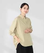 K2BFD02044 a.v.v(アー・ヴェ・ヴェ) 【シワになりにくい】スキッパーシャツ ライトカーキ