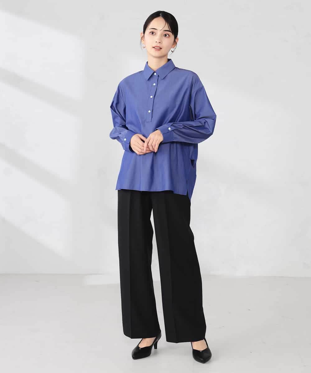 K2BFD02044 a.v.v(アー・ヴェ・ヴェ) 【シワになりにくい】スキッパーシャツ ライトカーキ