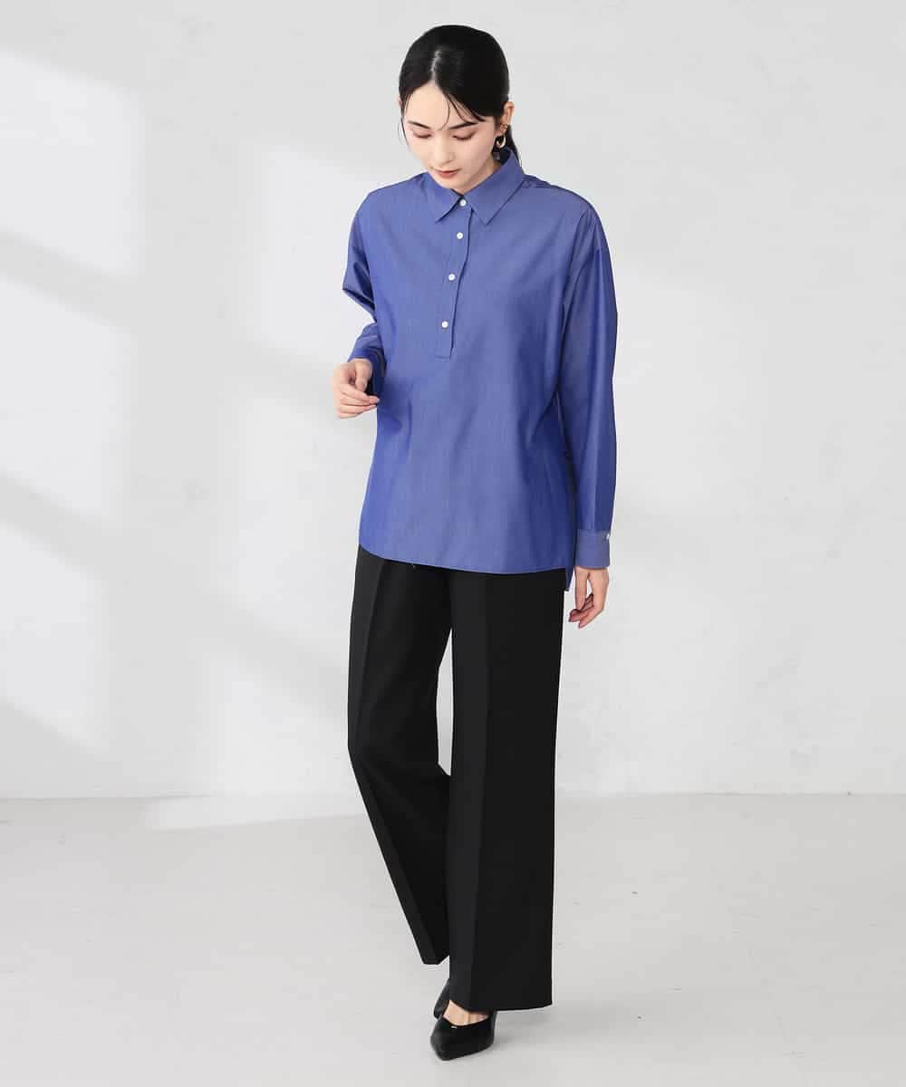 K2BFD02044 a.v.v(アー・ヴェ・ヴェ) 【シワになりにくい】スキッパーシャツ ライトカーキ