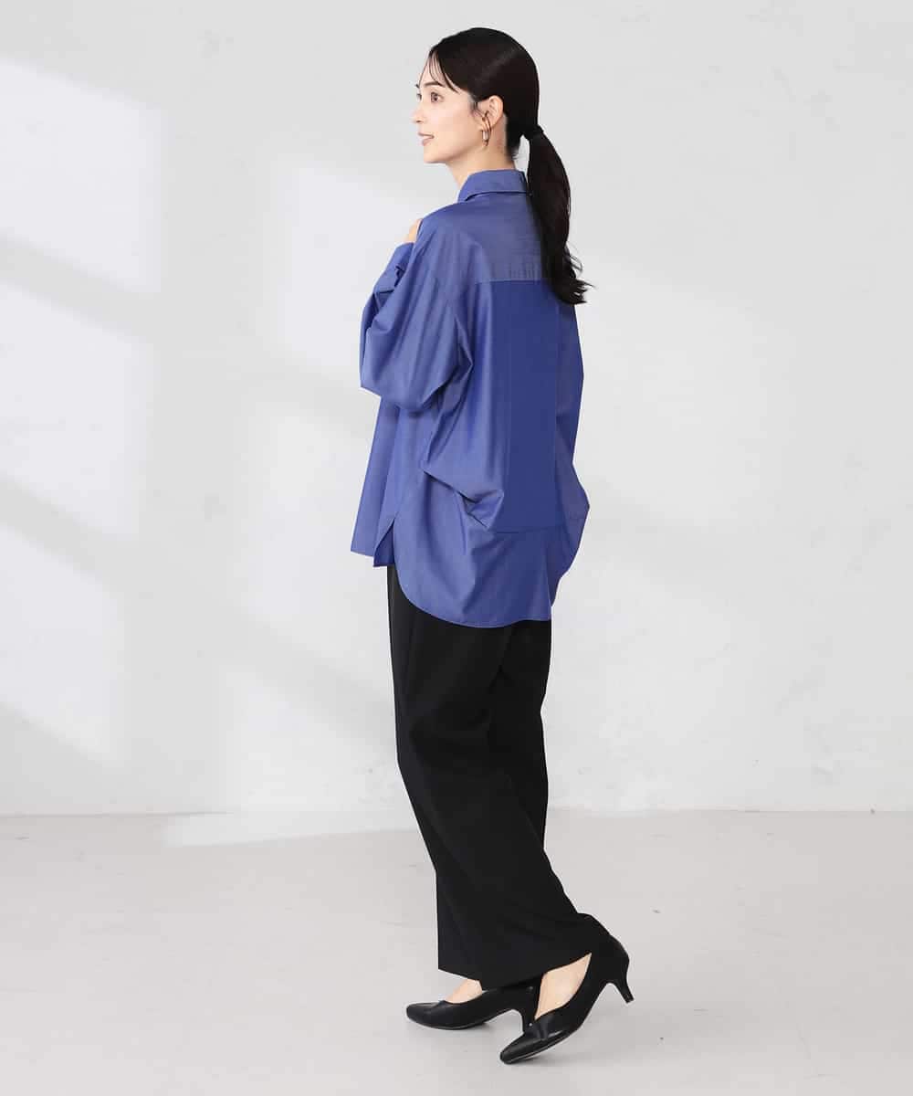 K2BFD02044 a.v.v(アー・ヴェ・ヴェ) 【シワになりにくい】スキッパーシャツ ライトカーキ