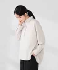 K2BFD02044 a.v.v(アー・ヴェ・ヴェ) 【シワになりにくい】スキッパーシャツ ライトカーキ