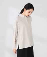 K2BFD02044 a.v.v(アー・ヴェ・ヴェ) 【シワになりにくい】スキッパーシャツ ライトカーキ