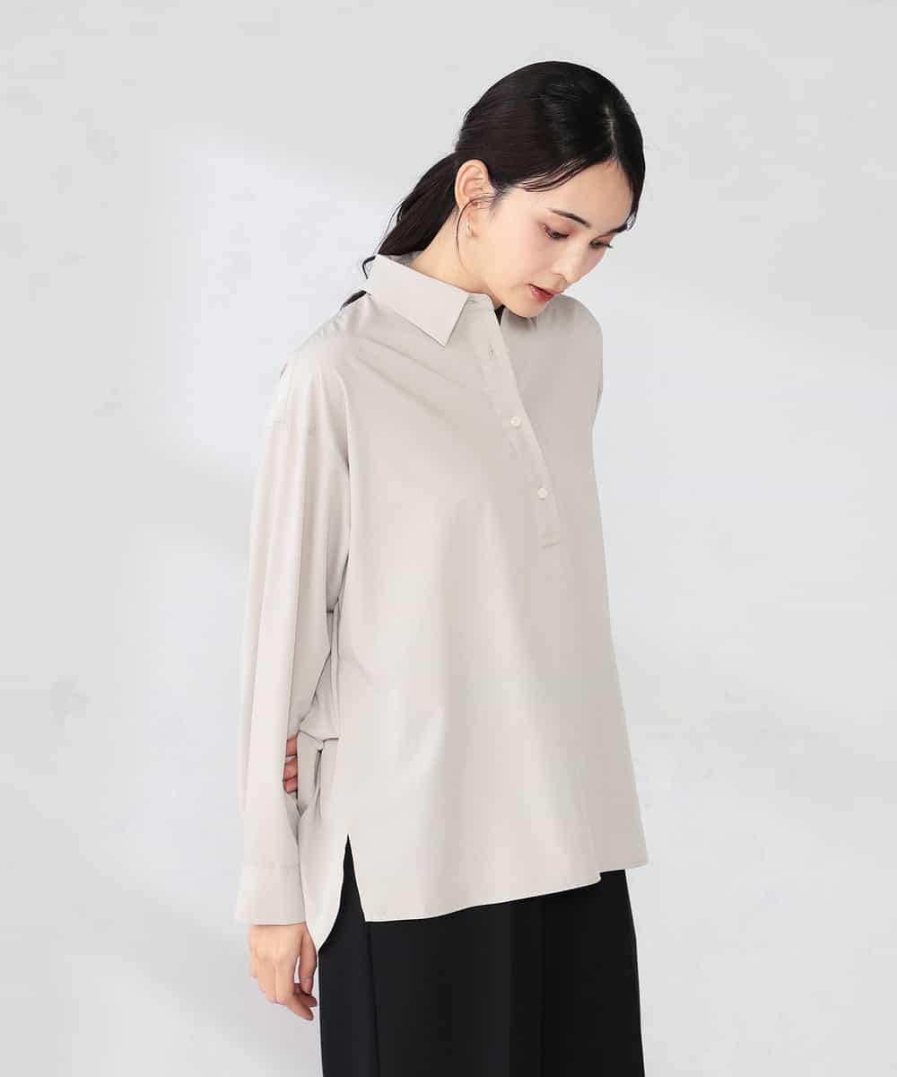 K2BFD02044 a.v.v(アー・ヴェ・ヴェ) 【シワになりにくい】スキッパーシャツ ライトカーキ