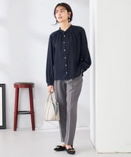 K2BFD04044 a.v.v(アー・ヴェ・ヴェ) 【洗える】サテンギャザーブラウス ピンク