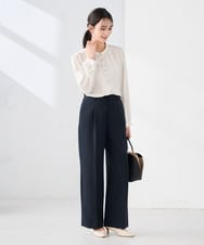 K2BFD04044 a.v.v(アー・ヴェ・ヴェ) 【洗える】サテンギャザーブラウス ピンク