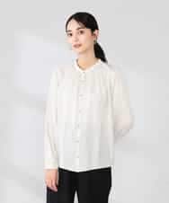 K2BFD04044 a.v.v(アー・ヴェ・ヴェ) 【洗える】サテンギャザーブラウス ピンク