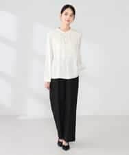 K2BFD04044 a.v.v(アー・ヴェ・ヴェ) 【洗える】サテンギャザーブラウス ピンク