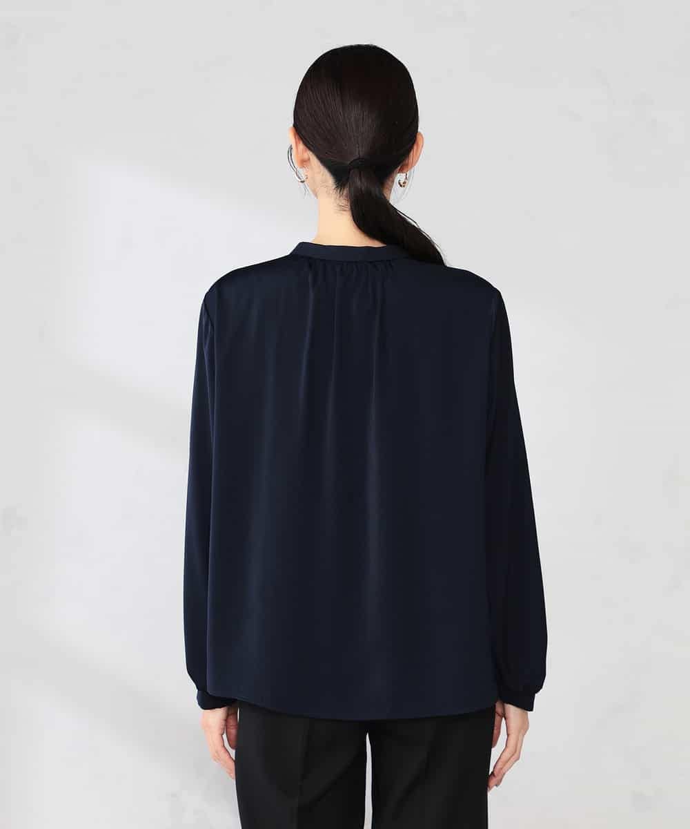 K2BFD04044 a.v.v(アー・ヴェ・ヴェ) 【洗える】サテンギャザーブラウス ピンク