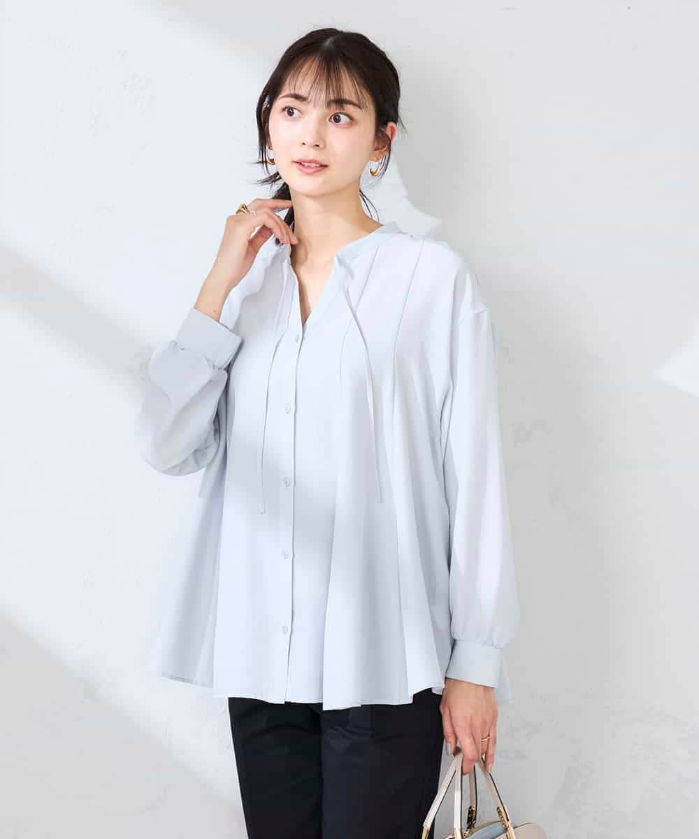 K2BFD23059 a.v.v(アー・ヴェ・ヴェ) エアリーフレアブラウス ライトブルー