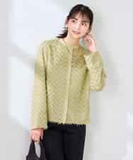 K2BFD27059 a.v.v(アー・ヴェ・ヴェ) フリンジジャガードシャツ グリーン