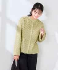 K2BFD27059 a.v.v(アー・ヴェ・ヴェ) フリンジジャガードシャツ グリーン