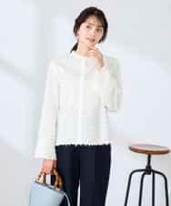 K2BFD27059 a.v.v(アー・ヴェ・ヴェ) フリンジジャガードシャツ グリーン