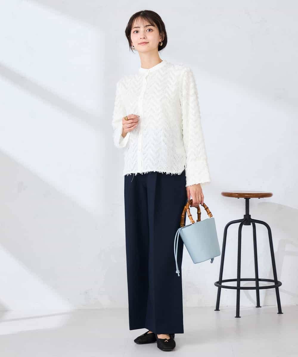 K2BFD27059 a.v.v(アー・ヴェ・ヴェ) フリンジジャガードシャツ グリーン