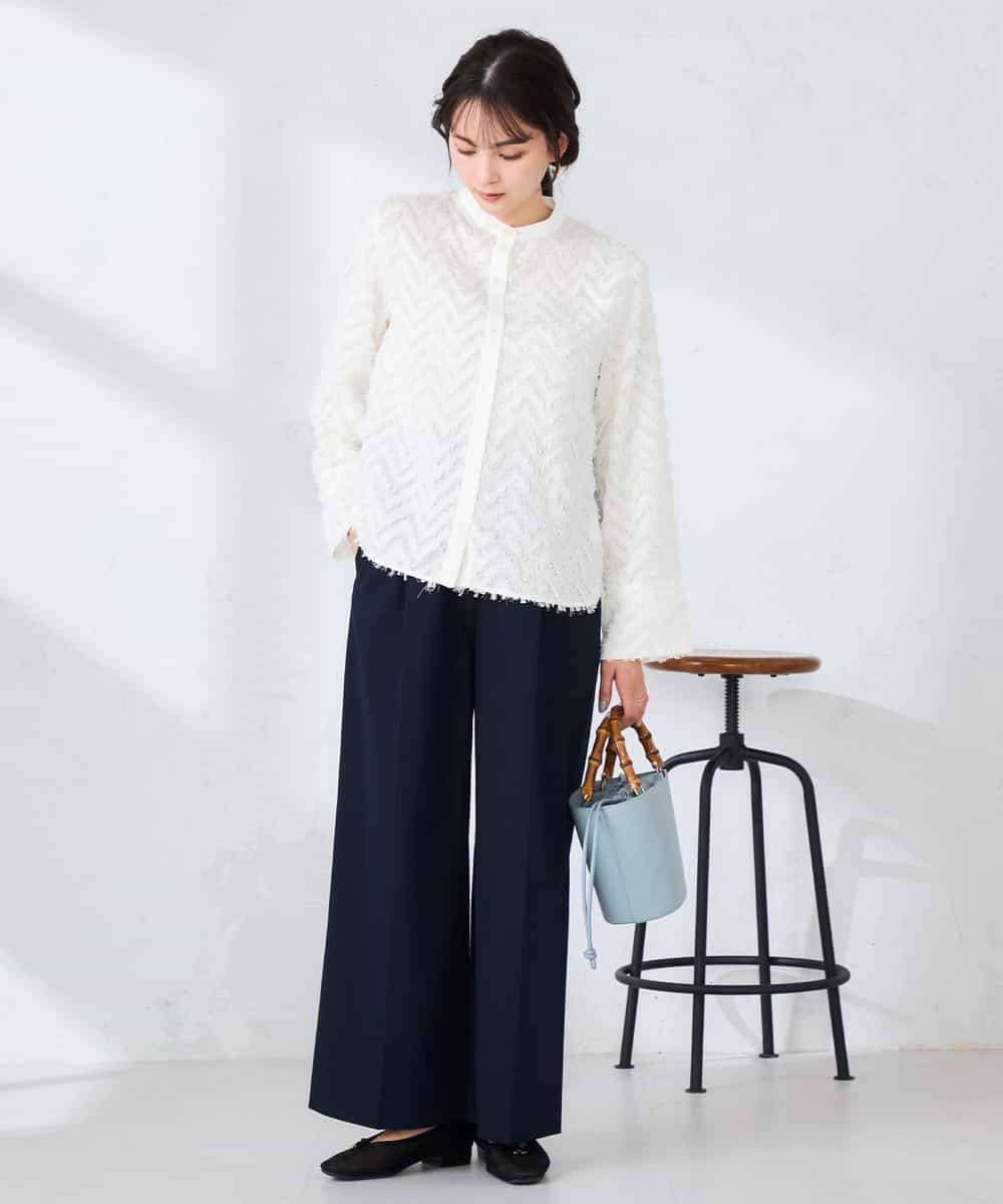 K2BFD27059 a.v.v(アー・ヴェ・ヴェ) フリンジジャガードシャツ グリーン