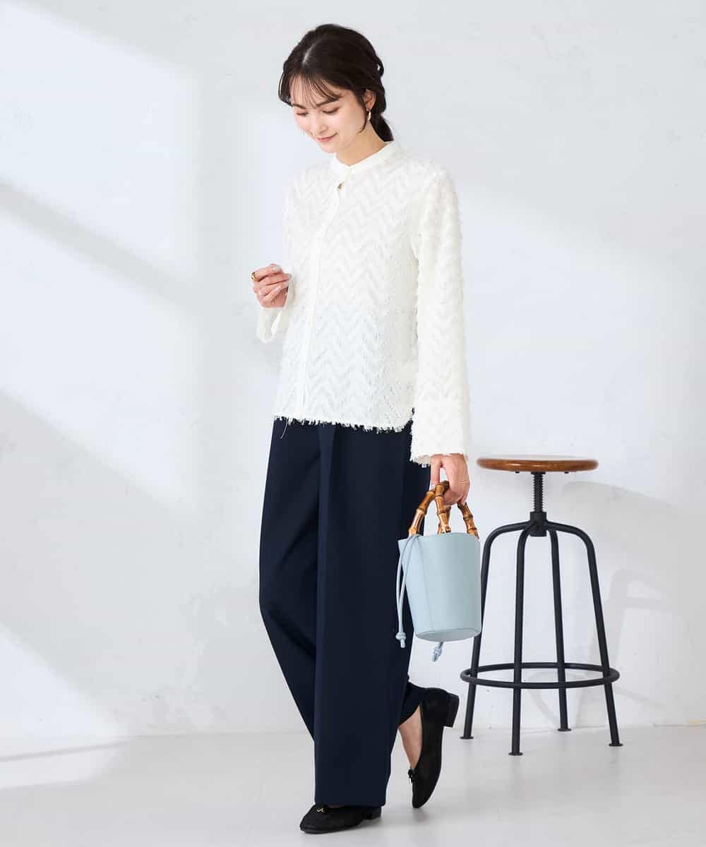 K2BFD27059 a.v.v(アー・ヴェ・ヴェ) フリンジジャガードシャツ グリーン