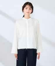 K2BFD27059 a.v.v(アー・ヴェ・ヴェ) フリンジジャガードシャツ グリーン