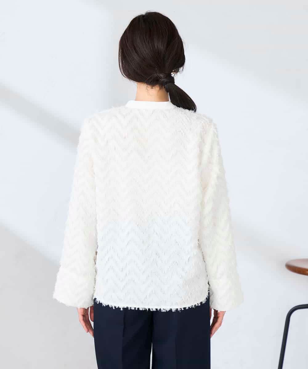 K2BFD27059 a.v.v(アー・ヴェ・ヴェ) フリンジジャガードシャツ グリーン