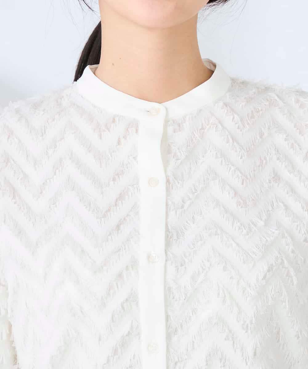 K2BFD27059 a.v.v(アー・ヴェ・ヴェ) フリンジジャガードシャツ グリーン