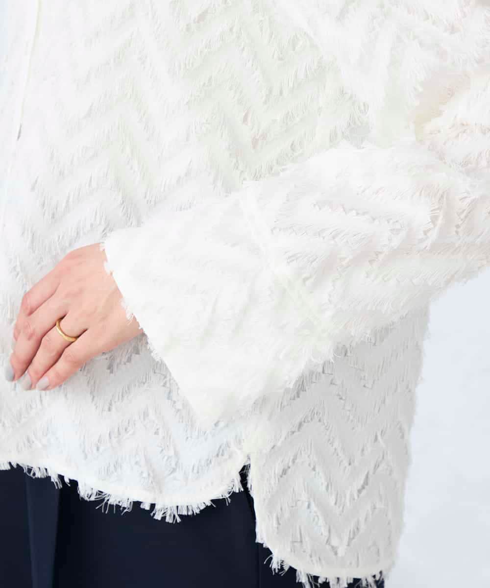 K2BFD27059 a.v.v(アー・ヴェ・ヴェ) フリンジジャガードシャツ グリーン