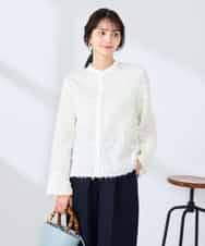 K2BFD27059 a.v.v(アー・ヴェ・ヴェ) フリンジジャガードシャツ ホワイト