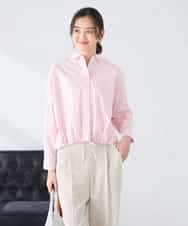 K2BFD28049 a.v.v(アー・ヴェ・ヴェ) ストライプ柄クロップドシャツ ピンク