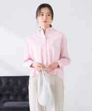 K2BFD28049 a.v.v(アー・ヴェ・ヴェ) ストライプ柄クロップドシャツ ピンク