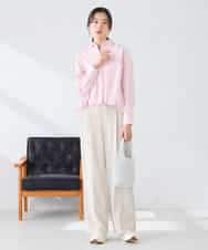 K2BFD28049 a.v.v(アー・ヴェ・ヴェ) ストライプ柄クロップドシャツ ピンク